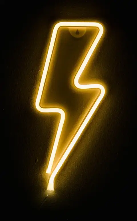A neon electric bolt of lightning.