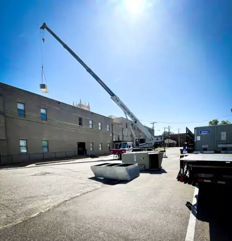 No HVAC job is too big or too small, as we show with this crane putting in a commercial HVAC unit.