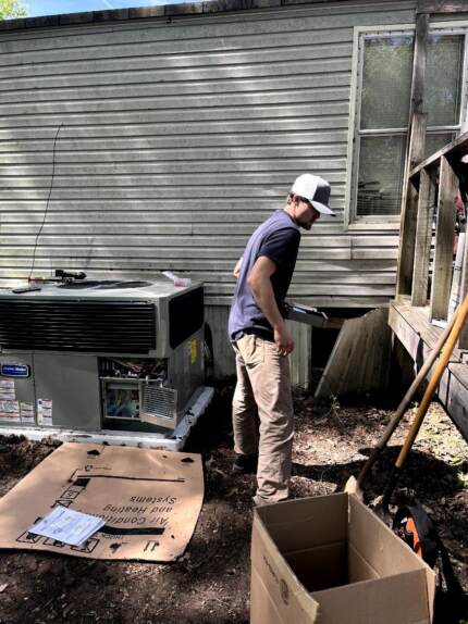 Seth was gathering materials needed to get the unit tied in.